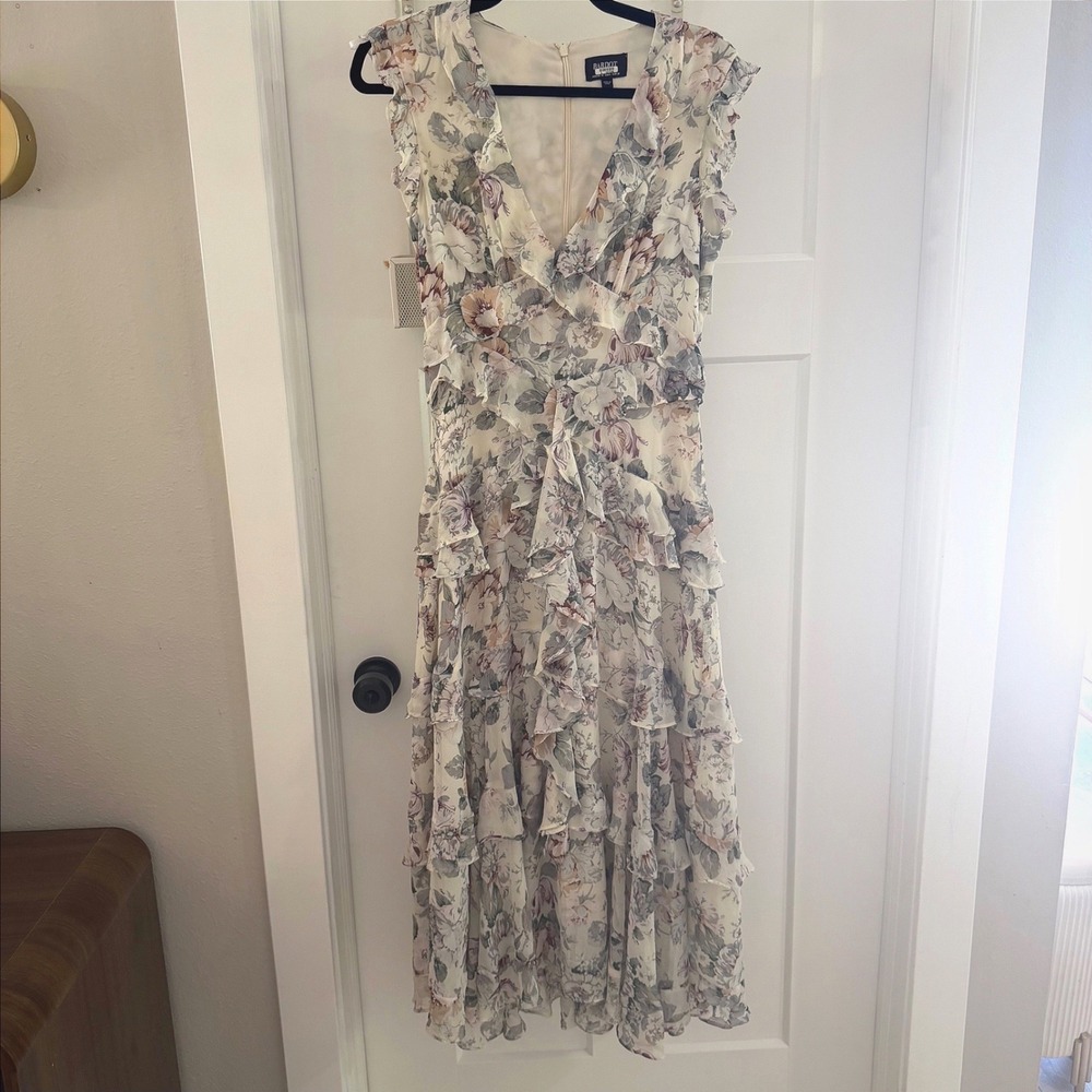 Bardot Nelly Floral Dress Ruffle Midi Wedding Guest Romantic Whimsy Ethereal S